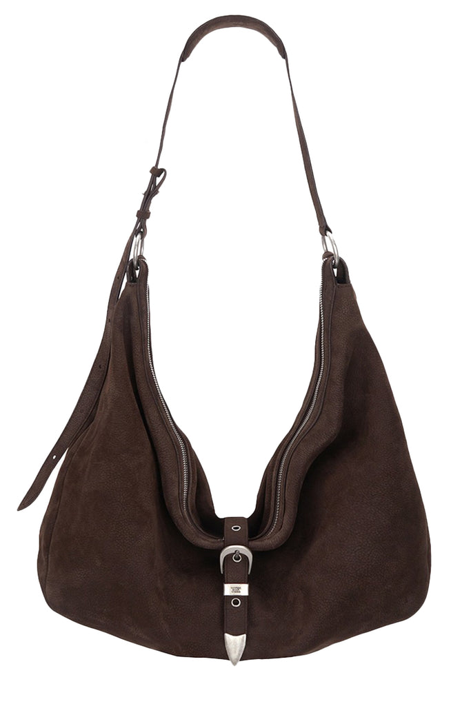 Belted Hobo Nubuck Leather Bag
