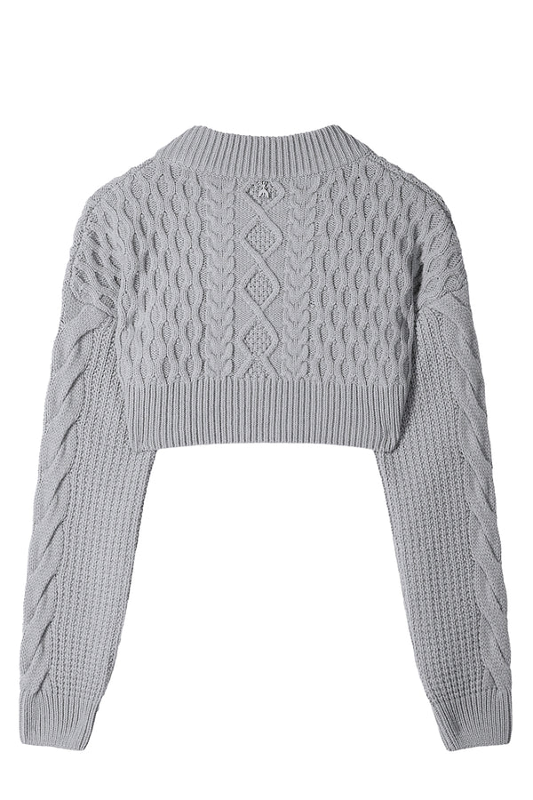 Cropped Wool-Blend Knit Sweater